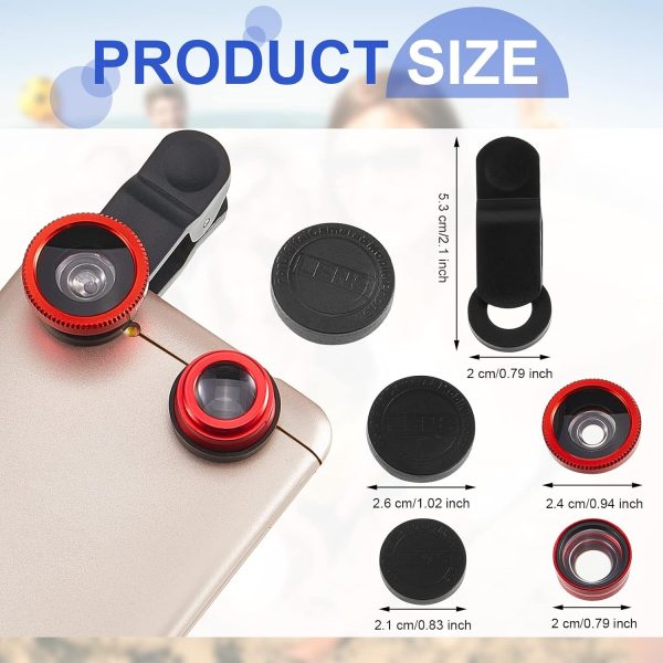 2 Pack Universal 3 in 1 Camera Lens Kit Phone Camera Lens Clip Fisheye Lens Macro Lens Wide Angle Lens Cell Phone Lens Attachments Compatible with Most Smartphones for Video, Live Show, Vlog - Image 2