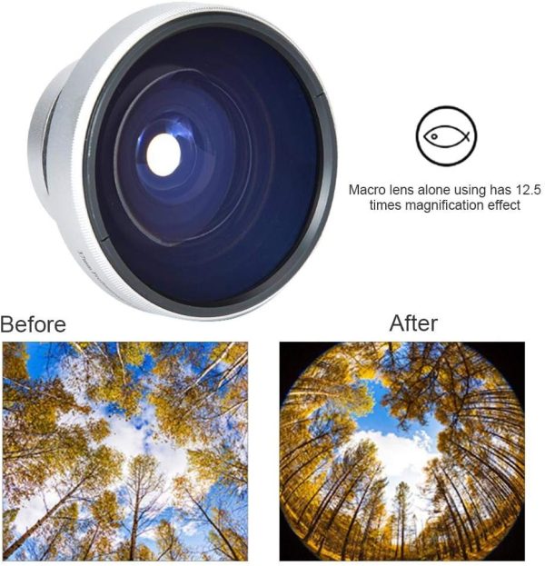 37mm 0.25X Super Fisheye Lens Additional Lens,Aluminum Alloy 2 Part Removable Macro Close-up Shooting Fisheye Effect Wide View Optical Glass Camera Photography Lens, is for 37mm Camera Lens Default - Image 2