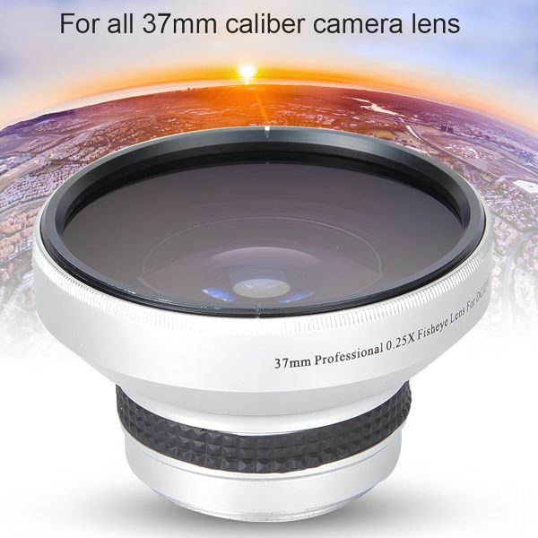 Acouto Fish Eye Lens for Camera 37mm 0.25X Super Fisheye Additional Lens for 37mm Caliber Camera Lenses Silver Aluminum Alloy - Image 3