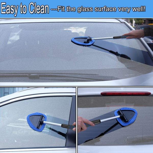 Gven Windshield Cleaner Tool Interior Car Window Cleaner Tool Inside Cleaning Supplies Car Cleaning Kit Automotive Glass Auto Cleaner Wand with Reusable Microfiber Glass Wiper Kit - Image 5