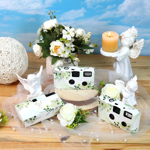 Kanayu 10 Pack Disposable Camera for Wedding Floral 34mm Single Use Film Camera with Flash One Time Use Camera for Anniversary Concert Travel Camp Party Supply Gift Honeymoon, Eucalyptus White Rose - Image 2