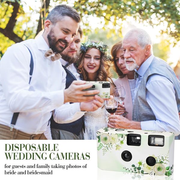 Kanayu 10 Pack Disposable Camera for Wedding Floral 34mm Single Use Film Camera with Flash One Time Use Camera for Anniversary Concert Travel Camp Party Supply Gift Honeymoon, Eucalyptus White Rose - Image 5