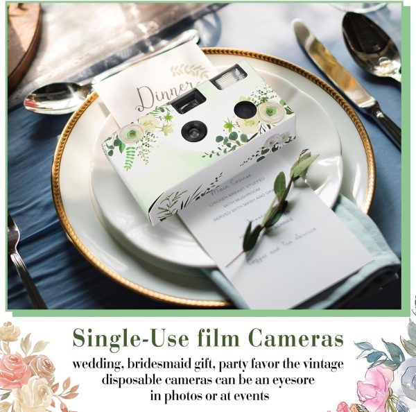 Kanayu 10 Pack Disposable Camera for Wedding Floral 34mm Single Use Film Camera with Flash One Time Use Camera for Anniversary Concert Travel Camp Party Supply Gift Honeymoon, Eucalyptus White Rose - Image 6